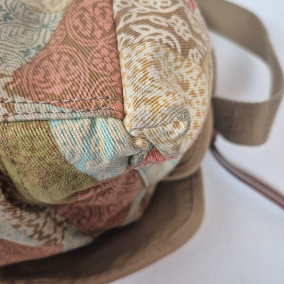 Fossil Cotton Patchwork Messenger Crossbody Shoulder Bag with Key Tag - Picture 9 of 16